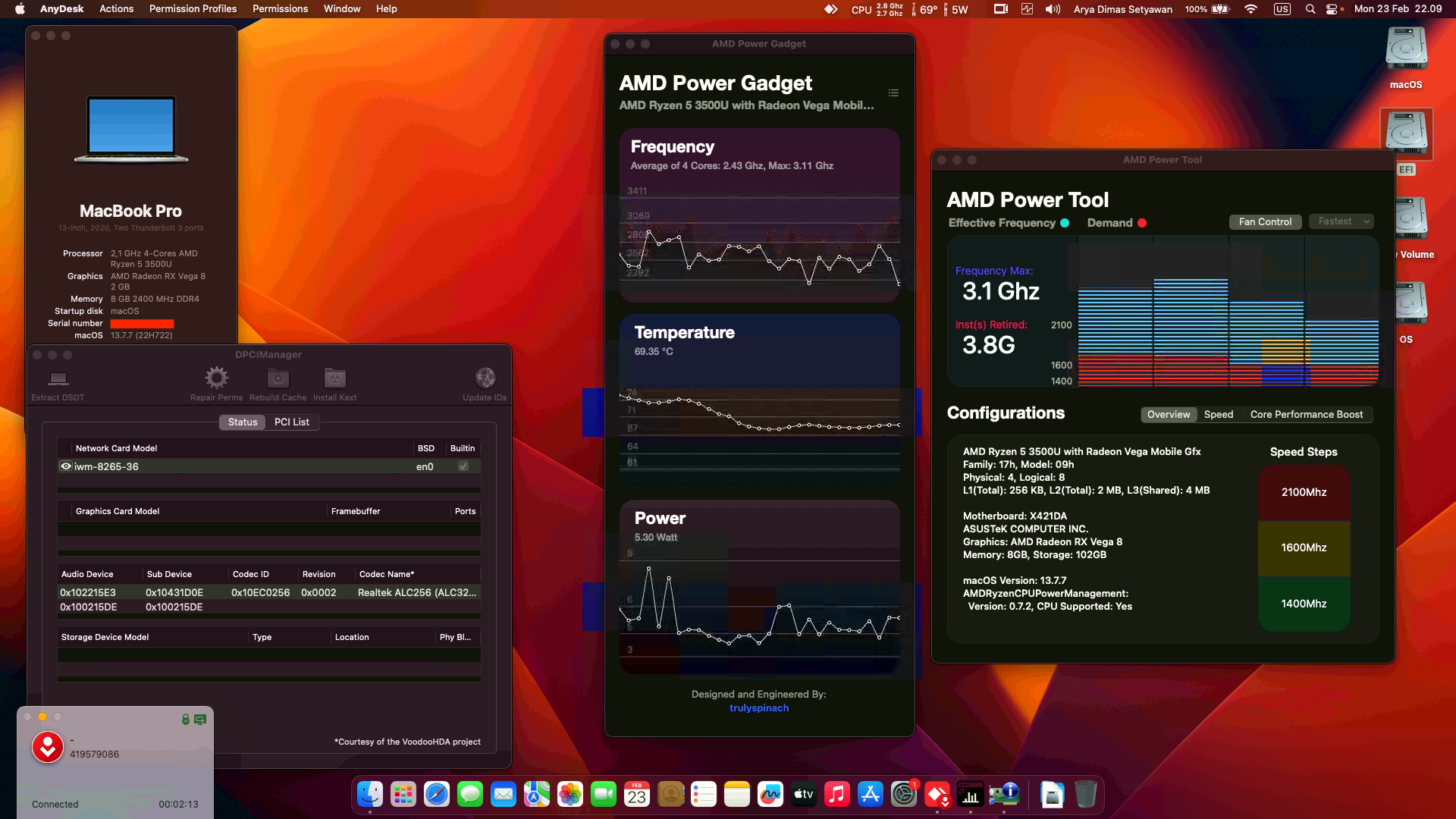 Success Hackintosh macOS Ventura 13.7.7 Build 22H722 in Asus VivoBook 14 M413D